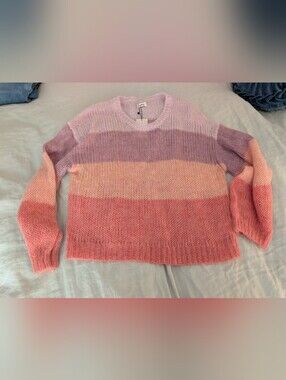 ​Studio Sunday Mohair & Wool Blend Striped Crewneck Sweater Size Large NWT